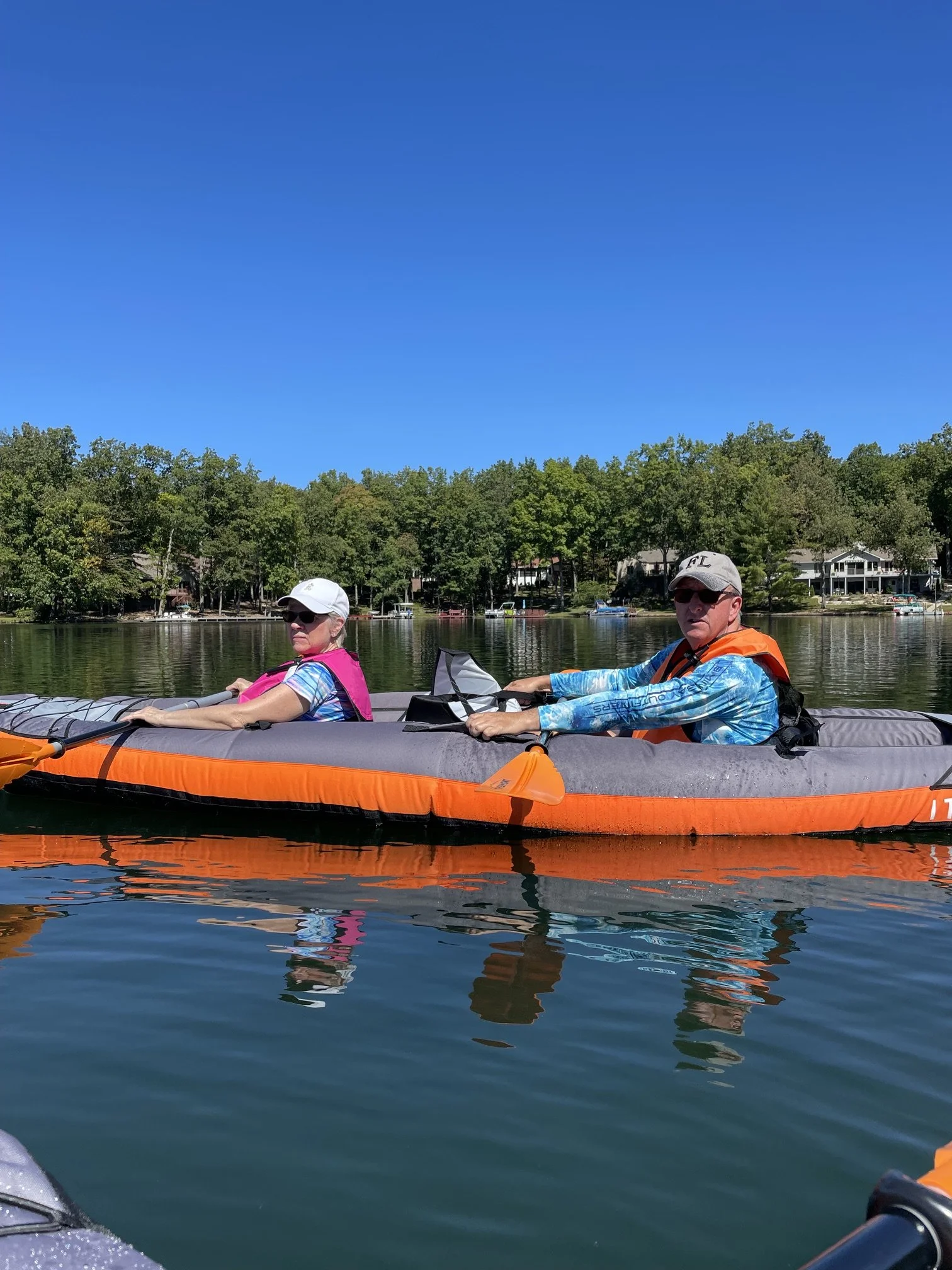 Fairfield Glade Board of Directors Candidate Andy Whirl and his wife are kayaking on the lake in Fairfield Glade, Tennessee.