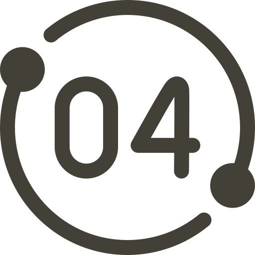 404 error page with large numeral 04 and circular arrow design.