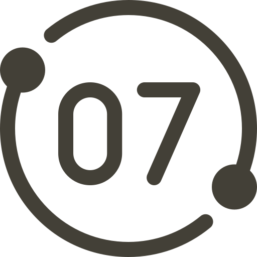 Graphic with the number 07 inside a circular design