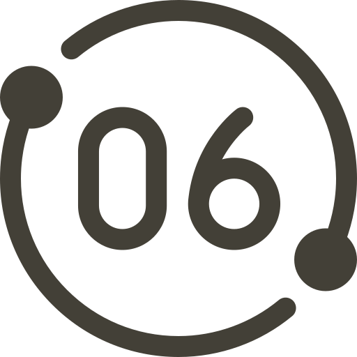 Icon of the number 6 inside a circular arrow, resembling a speed or loading indicator.