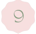 Number nine with a pink background and decorative border