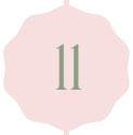 Number 11 on a pink background with a scalloped border