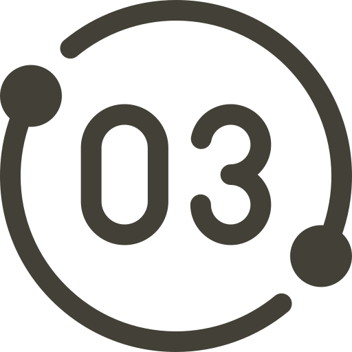 Number 03 inside a circular track with dots at the ends.