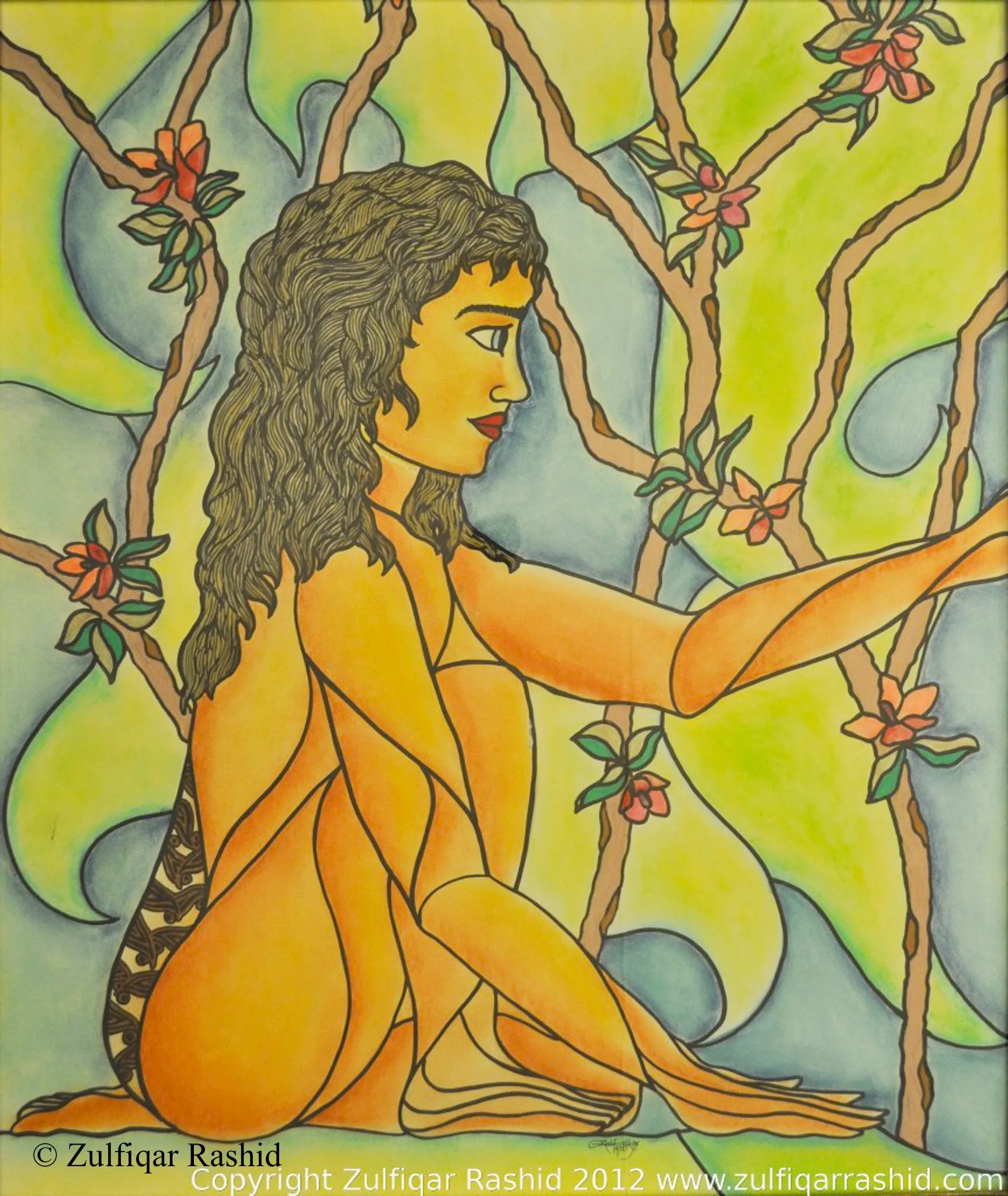 Woman and Swans #1 (40x40)