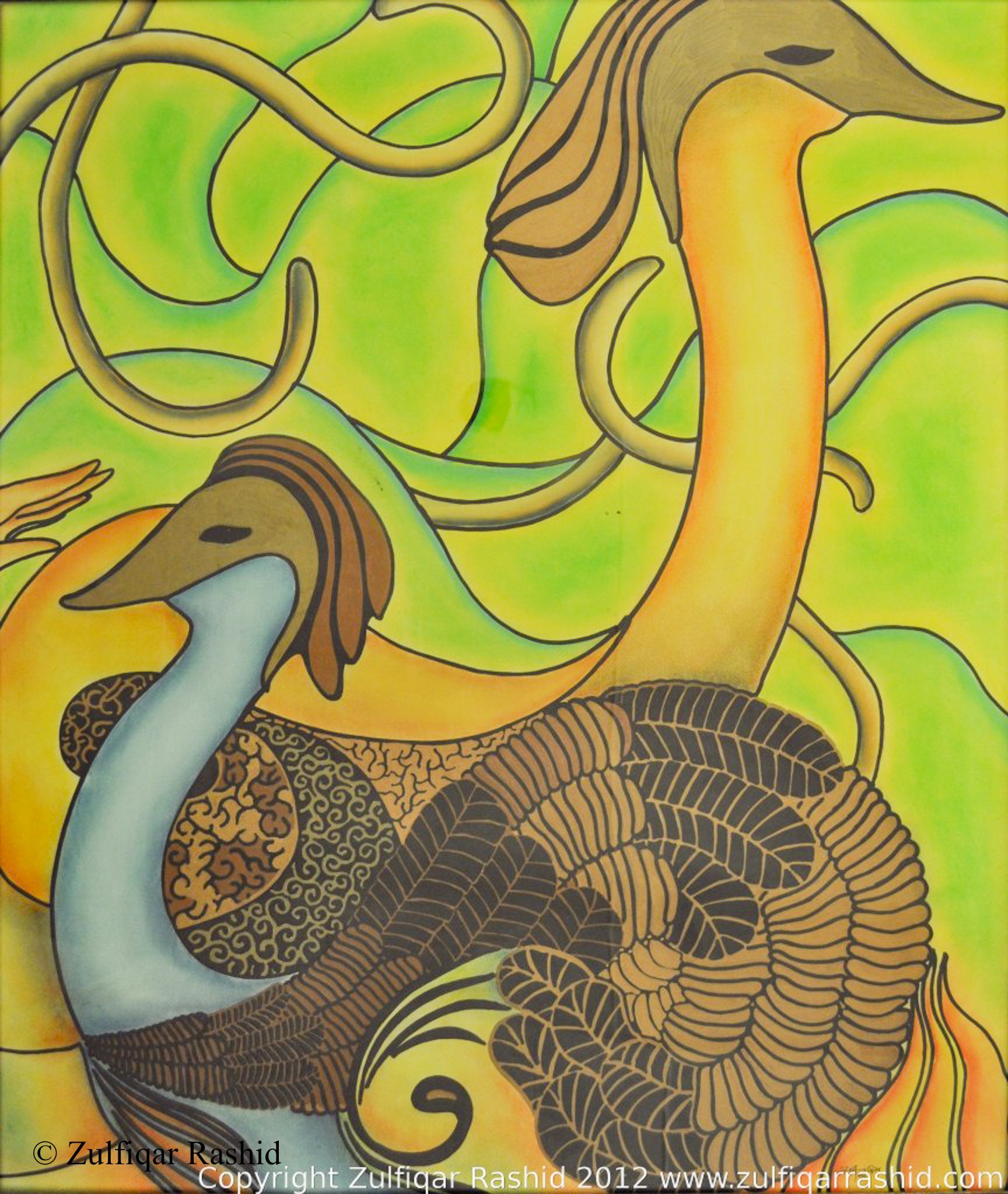 Woman and Swans #2 (40x40)
