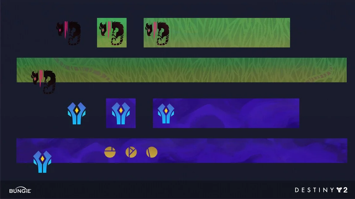 Image showing a series of emblems with various symbols and icons for Destiny 2