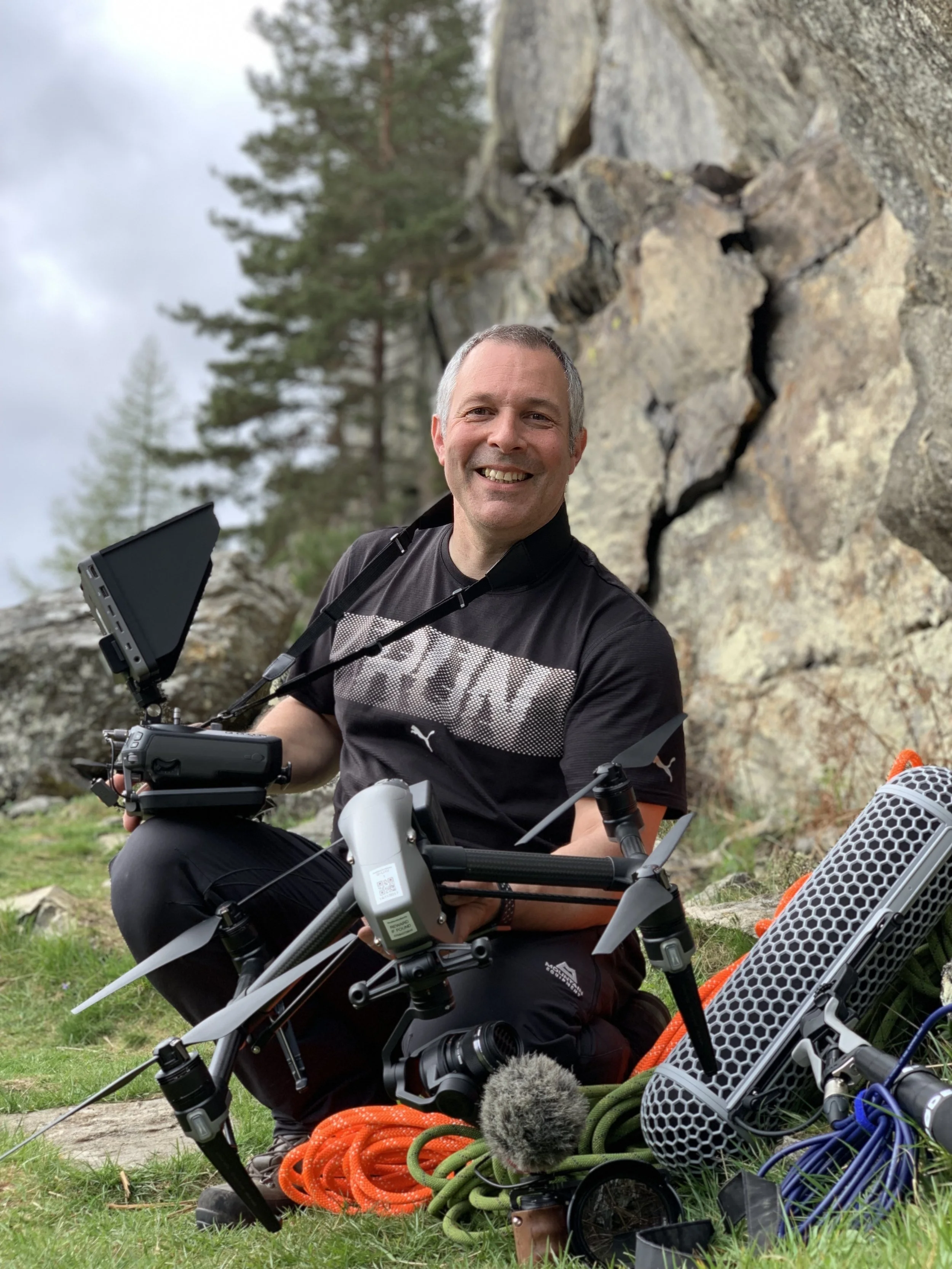 Photo of Marcus and an Inspire 2 drone on location