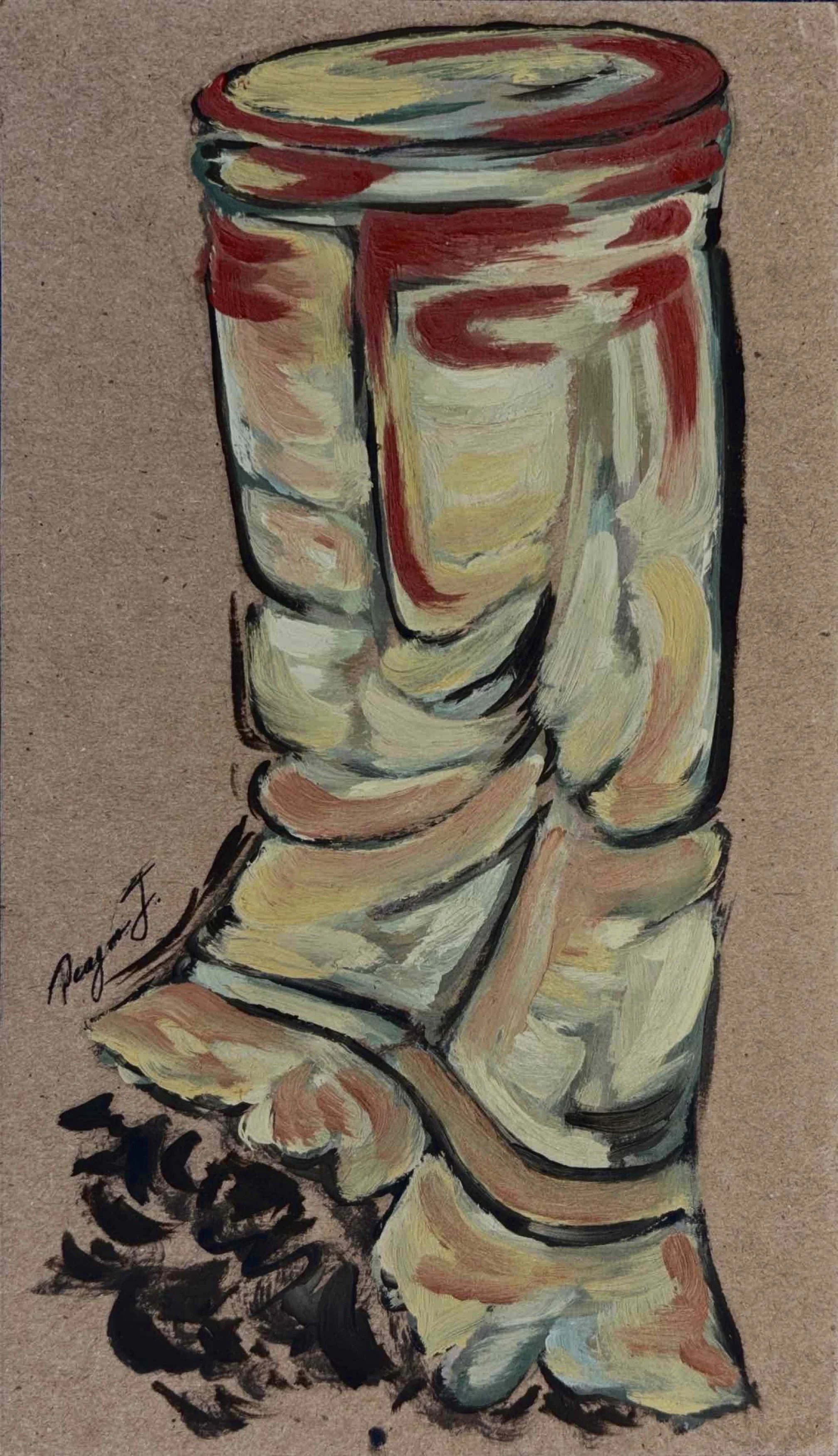 "Cigarette Study (Near Fingertips)" 
Oil on cardboard 