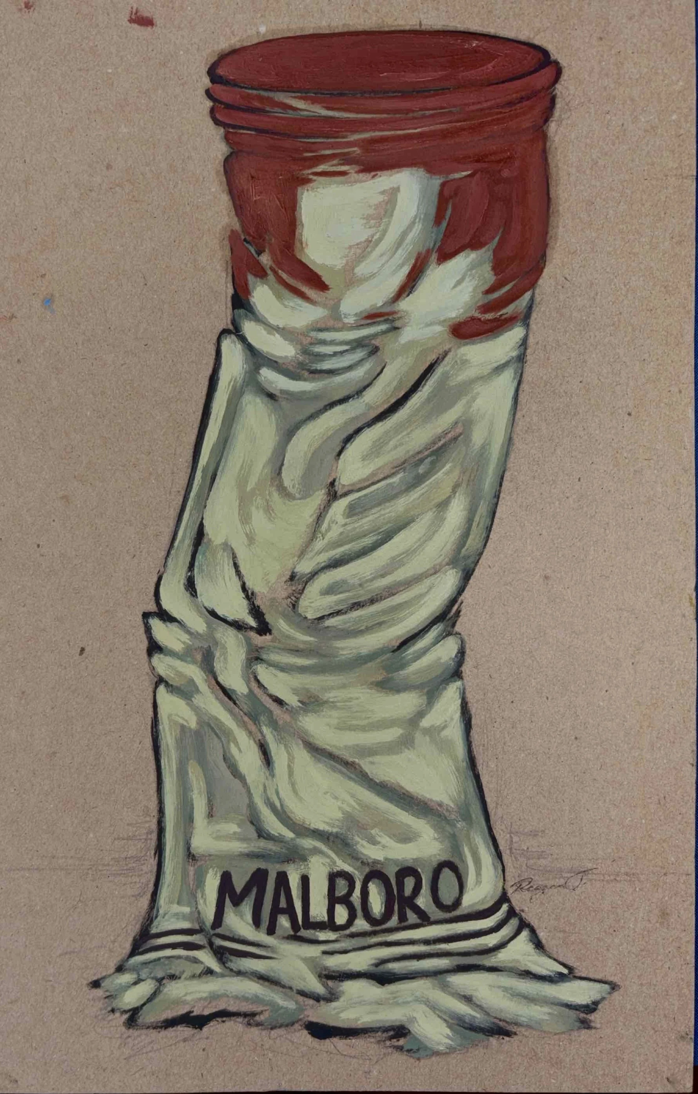 "Cigarette Study (Lady Liberty)"
Oil on cardboard