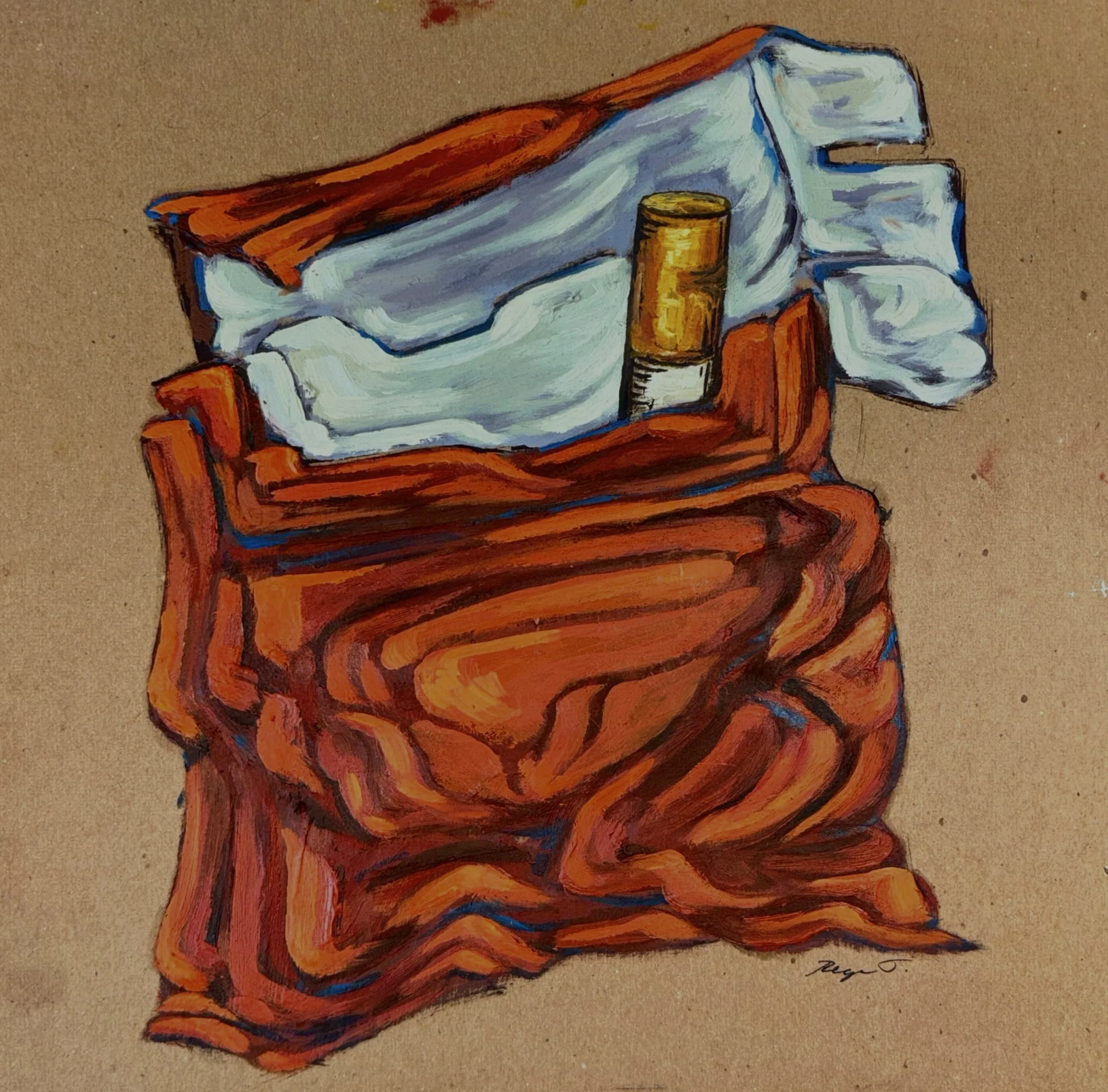 "Cigarette Study (Run Out)" 
Oil on cardboard