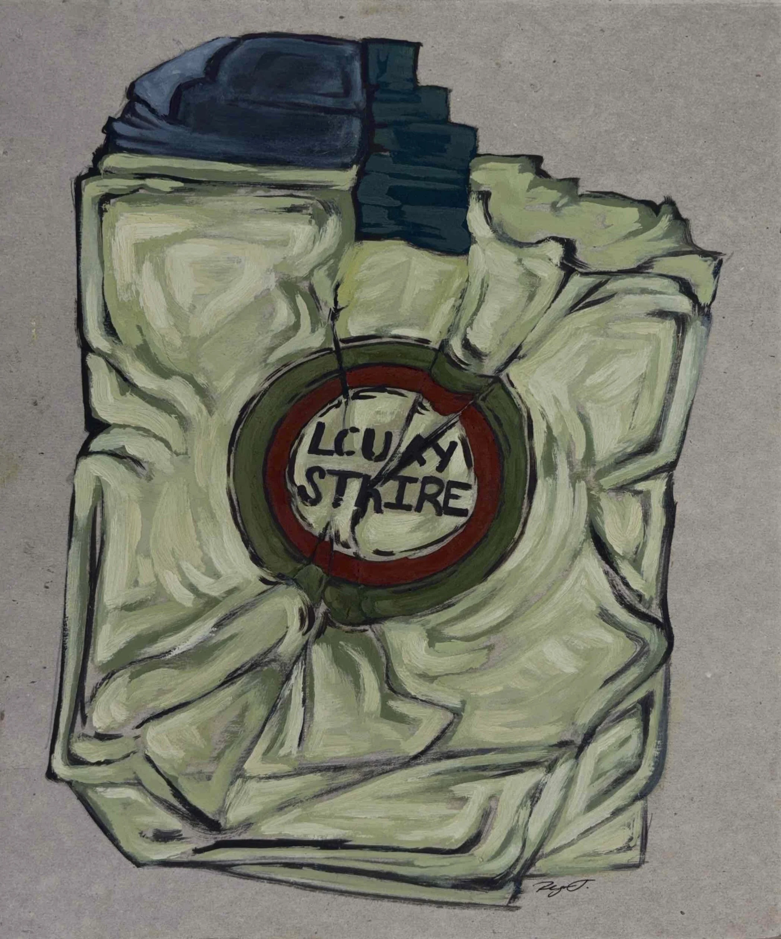 "Cigarette Study (Something's Off)" 
Oil on cardboard