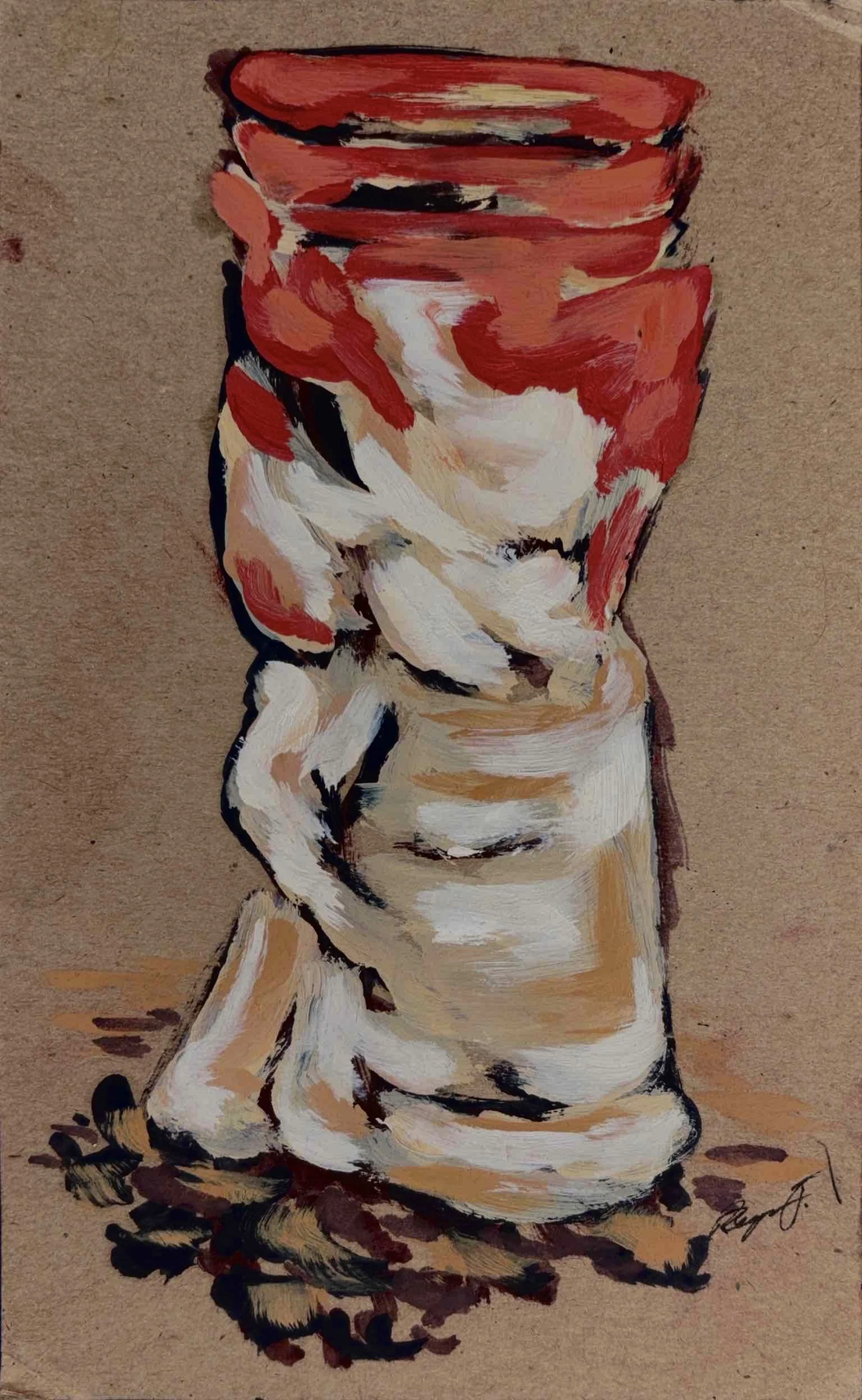 "Cigarette Study (Put Out)" 
Oil on Cardboard