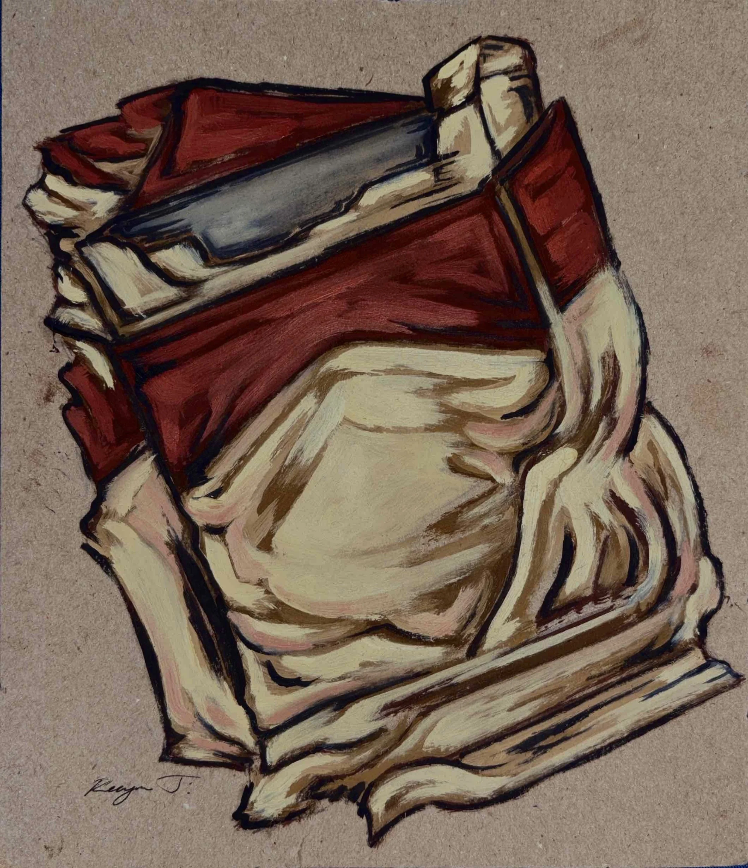 "Cigarette Study (Weathered)"
Oil on cardboard