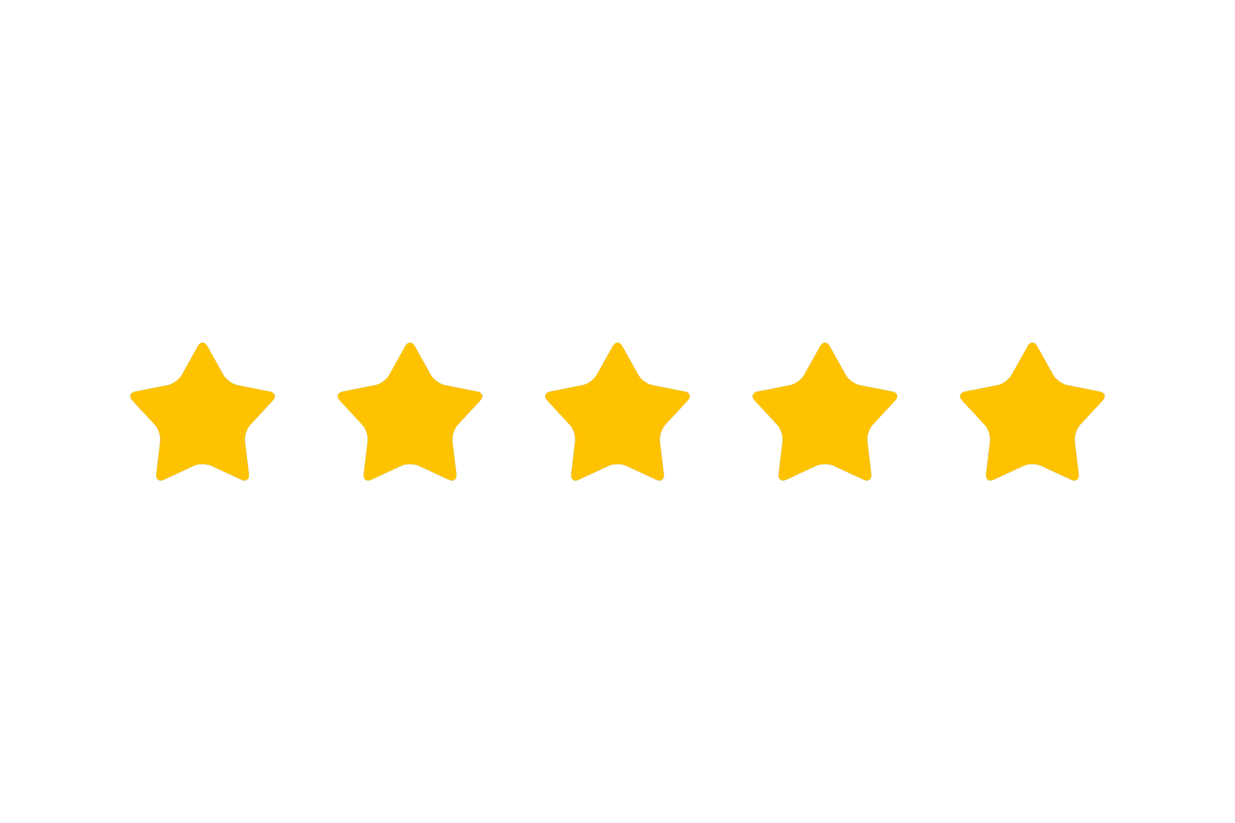 Five gold stars arranged in a horizontal line on a black background.