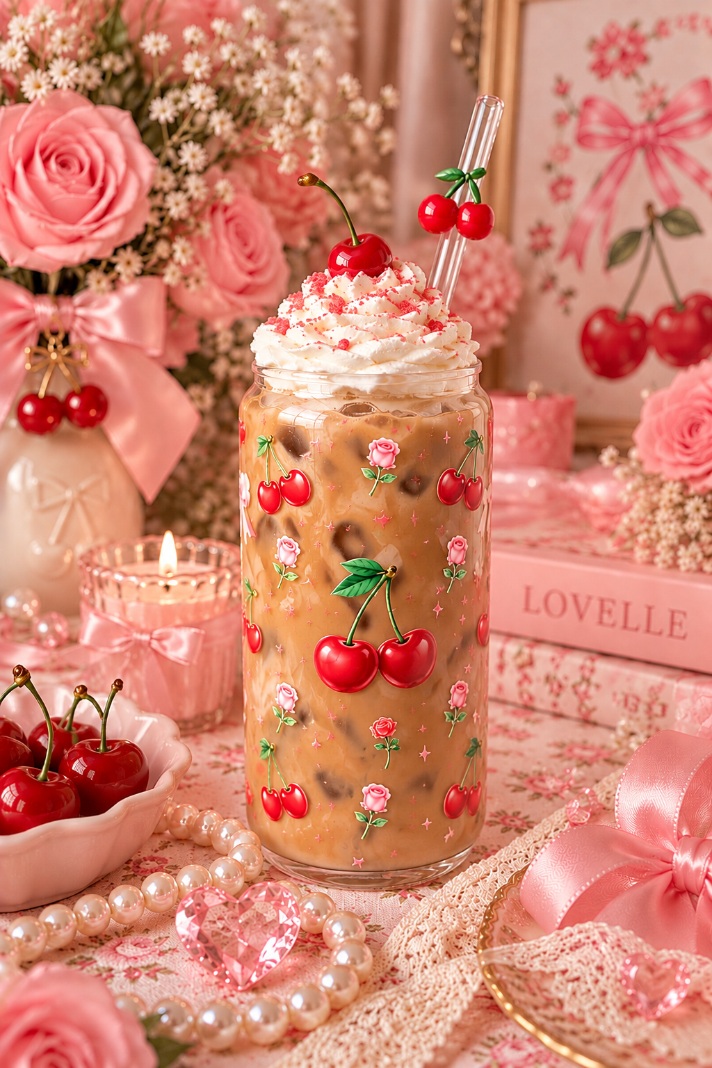 Cherry Kiss Glass Cup