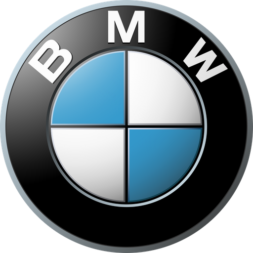 BMW logo with a circular design featuring blue and white quadrants and the letters B, M, W around the top.