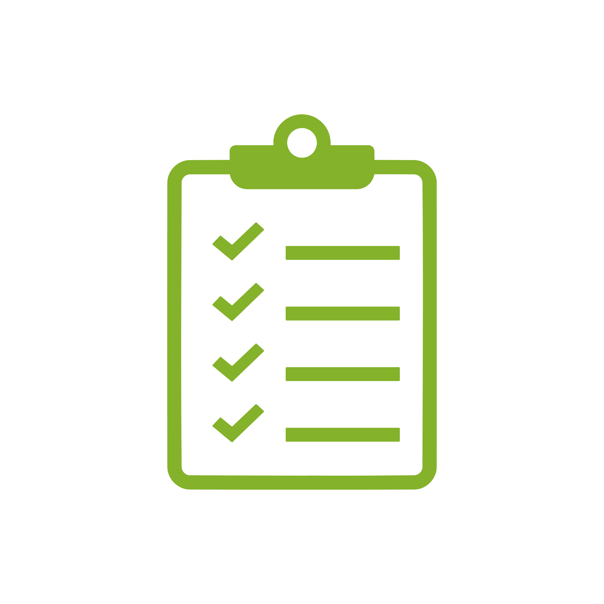 Line graph with a check mark inside a rectangle, displayed in green