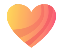 A stylized heart with a gradient of warm colors, including shades of yellow, orange, pink, and red.