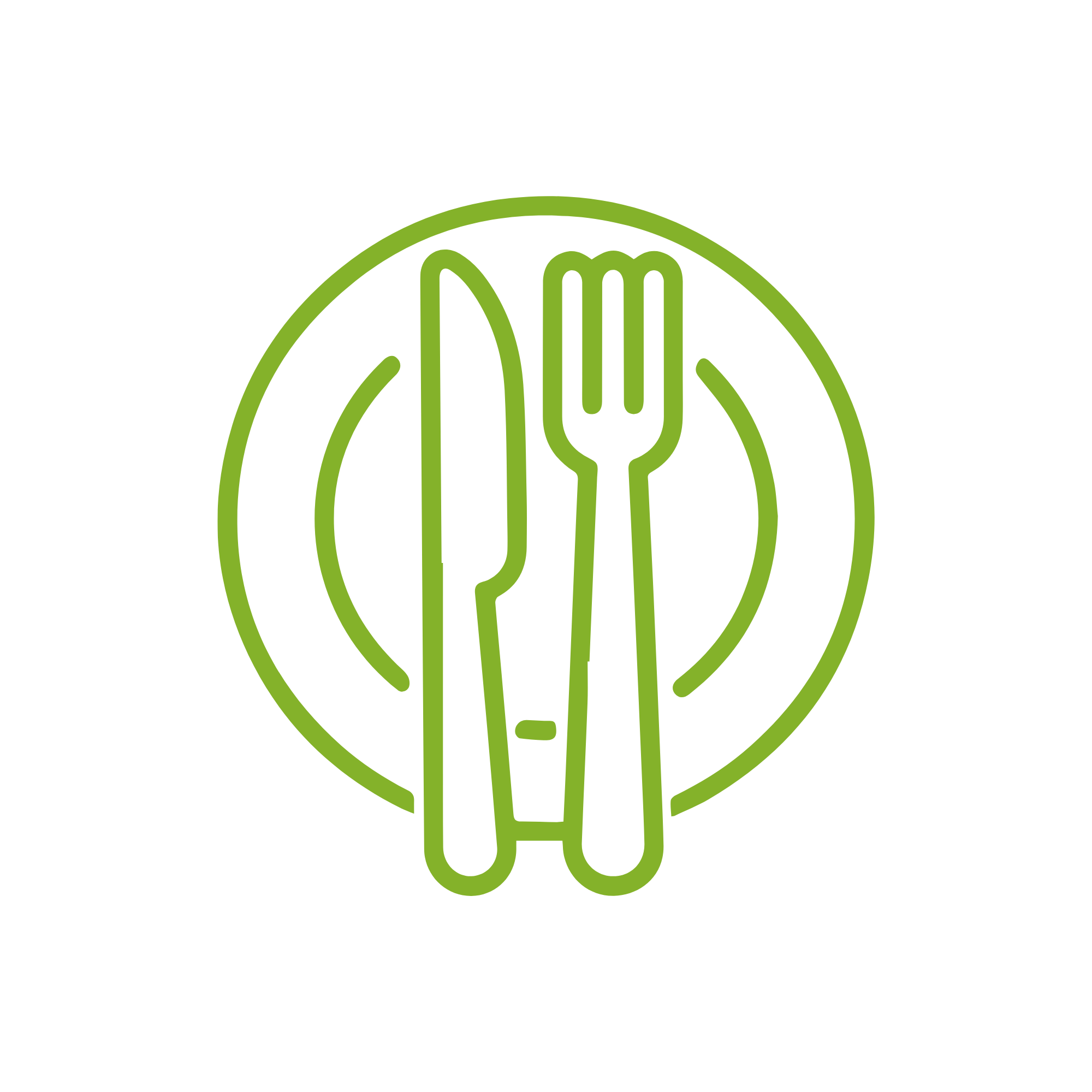 Logo with a fork and knife inside a green circle