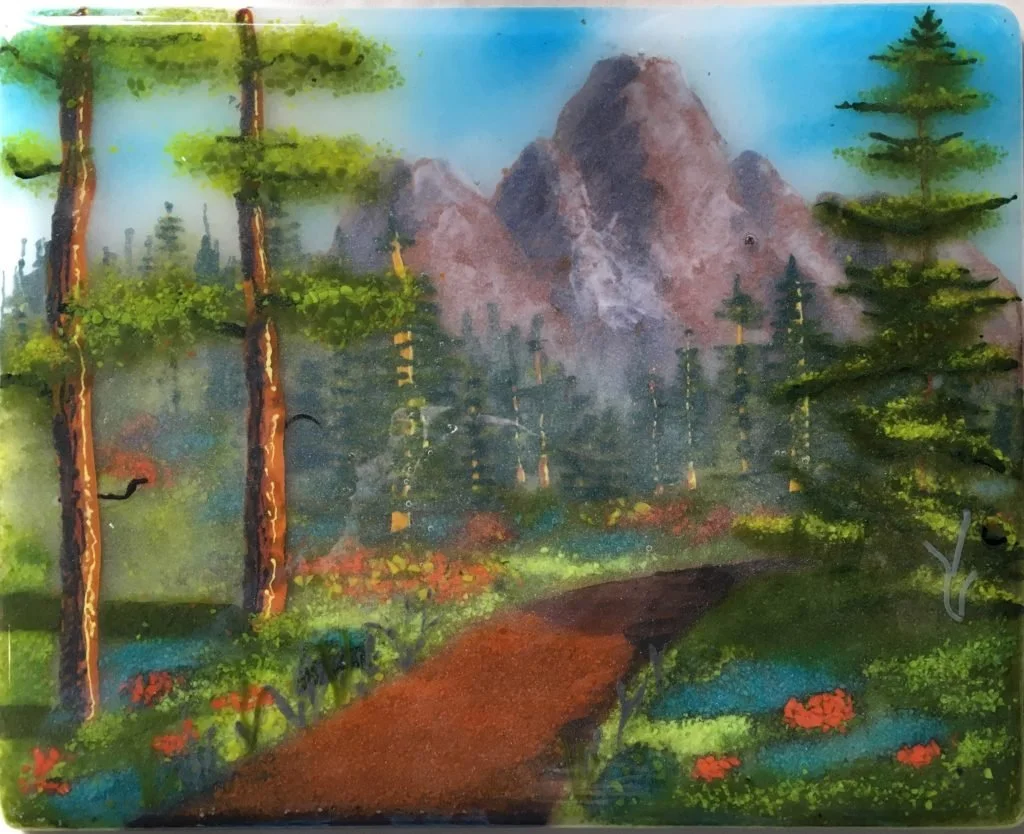 Mountain trail frit painting
