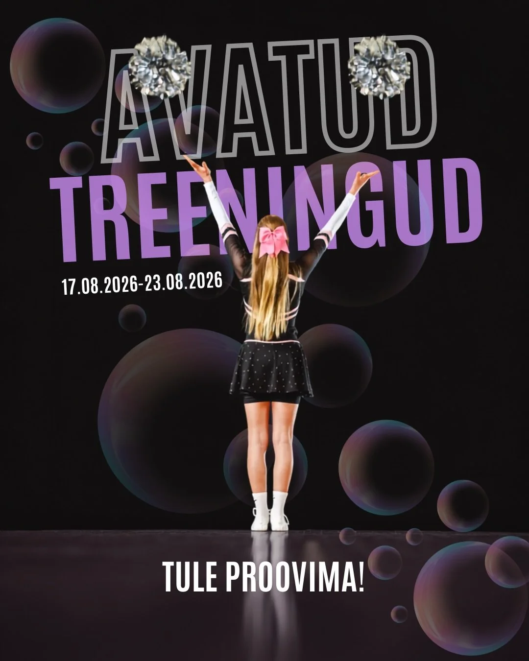 Juba j&auml;rgmine n&auml;dal alustame! 🤩 Esimesel n&auml;dalal on v&otilde;imalik treeningutega tutvuma tulla!

Palume k&otilde;igil huvilistel ennast enne treeningusse tulekut registreerida! Kes on juba registreerinud, siis olete saanud enda e-mai