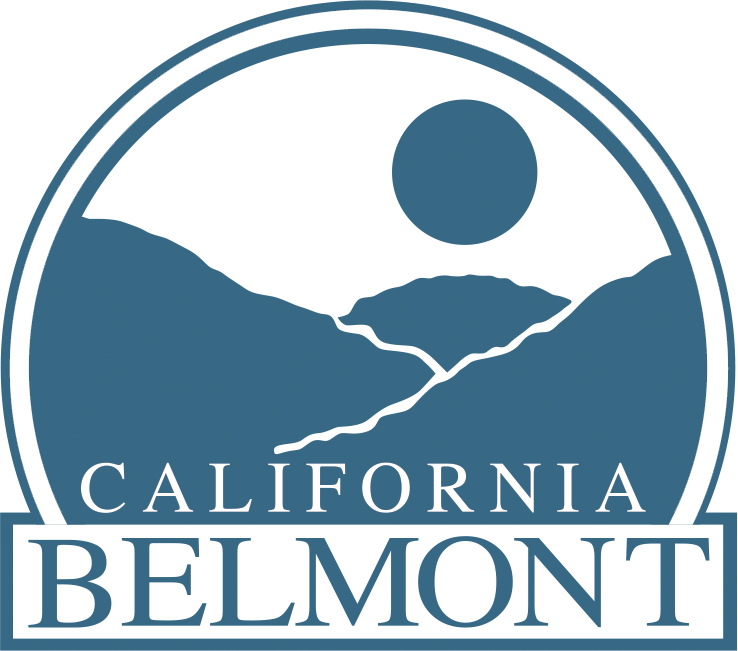 A logo featuring a mountainous landscape with a rising or setting sun, and the text 'California Belmont'
