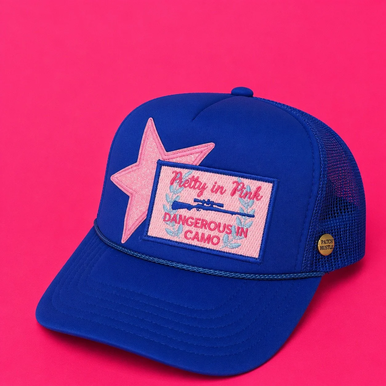 Pretty in Pink, Dangerous in Camo Trucker Hat