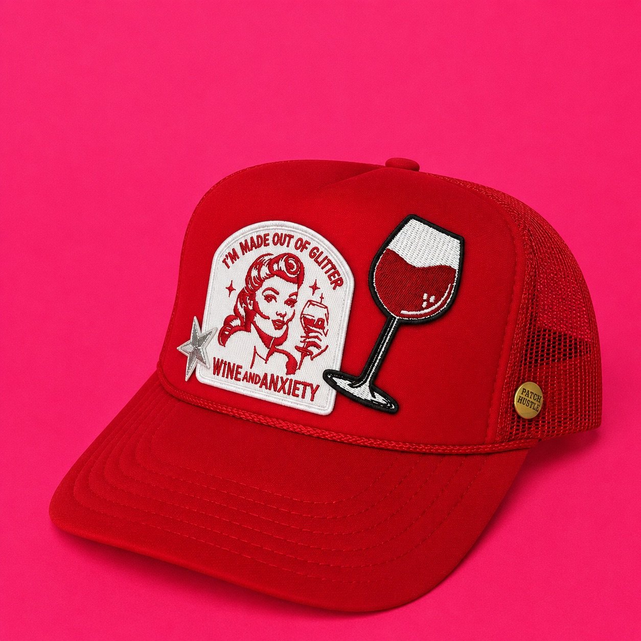 Red Wine and Anxiety Trucker Hat