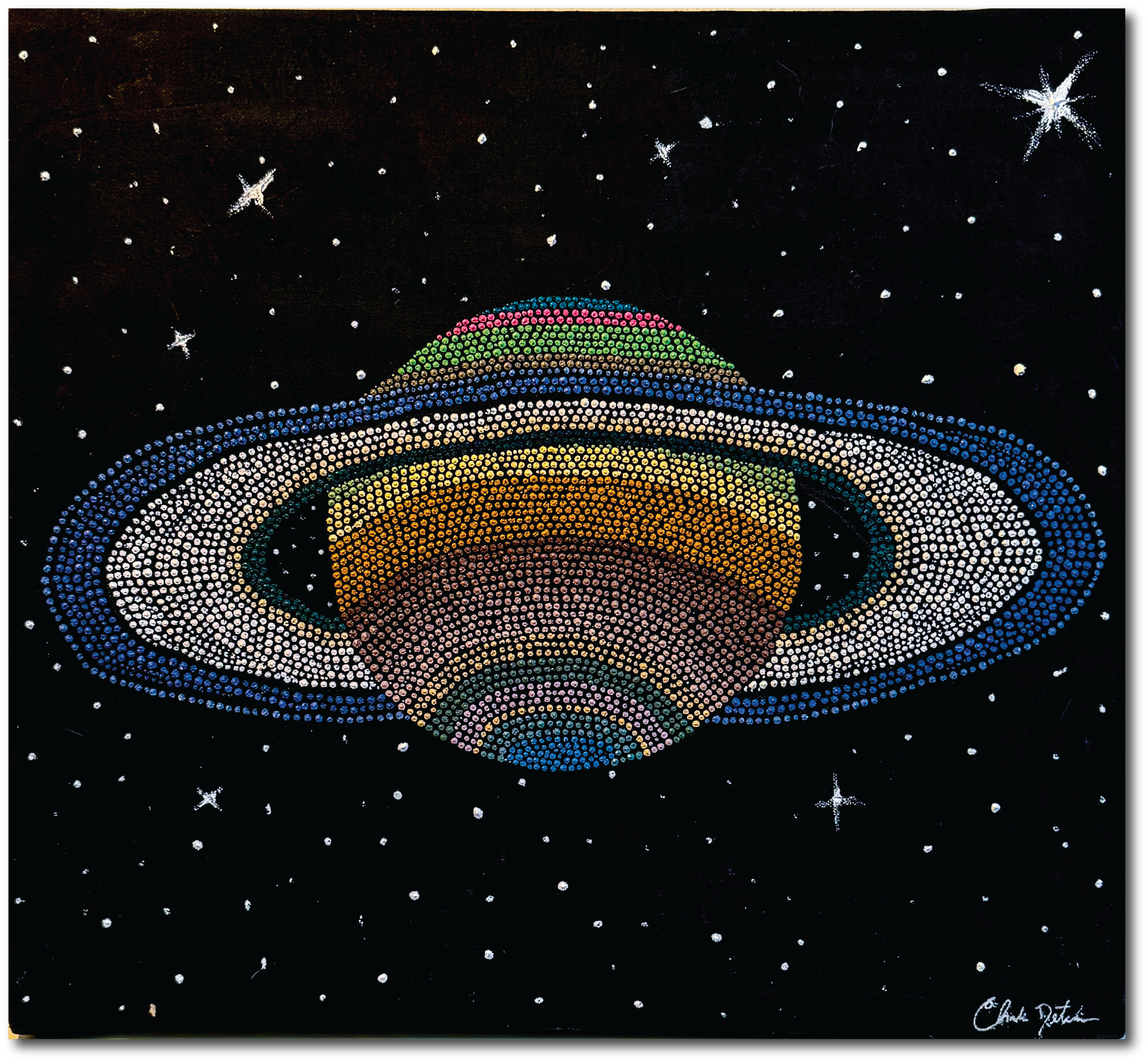 Saturn_v2 | 15" x 14.75" | Acrylic on Canvas | 2024