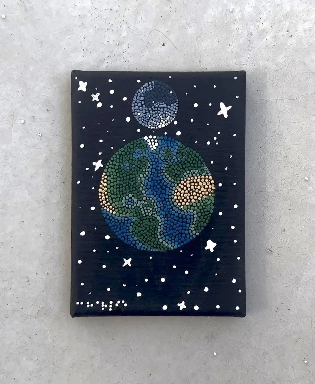 Mini Earth & Moon | Original Painting