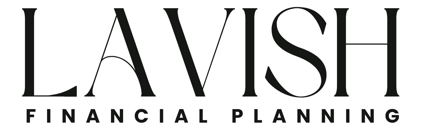 The logo for 'Lavish Financial Planning' featuring the word 'LAVISH' in large black letters with a sleek, elegant font, and the phrase 'FINANCIAL PLANNING' in smaller, uppercase letters underneath.