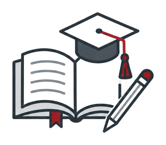 Line drawing of a person reading a book with an open book in front of them and another open book floating above.