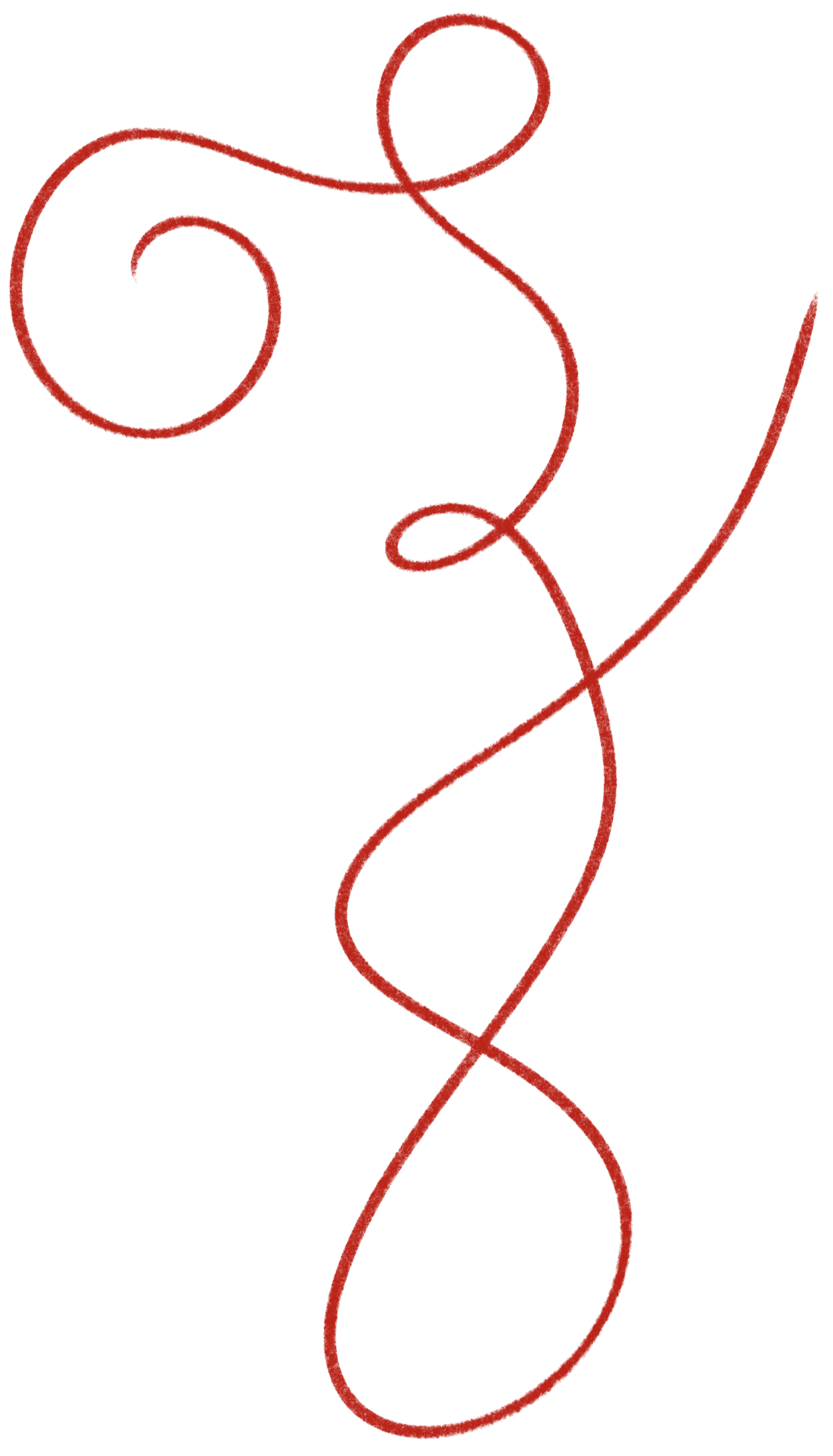 Red hand-drawn swirly line doodle