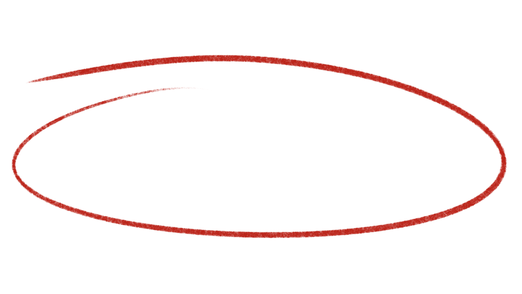 Red hand-drawn circular shape