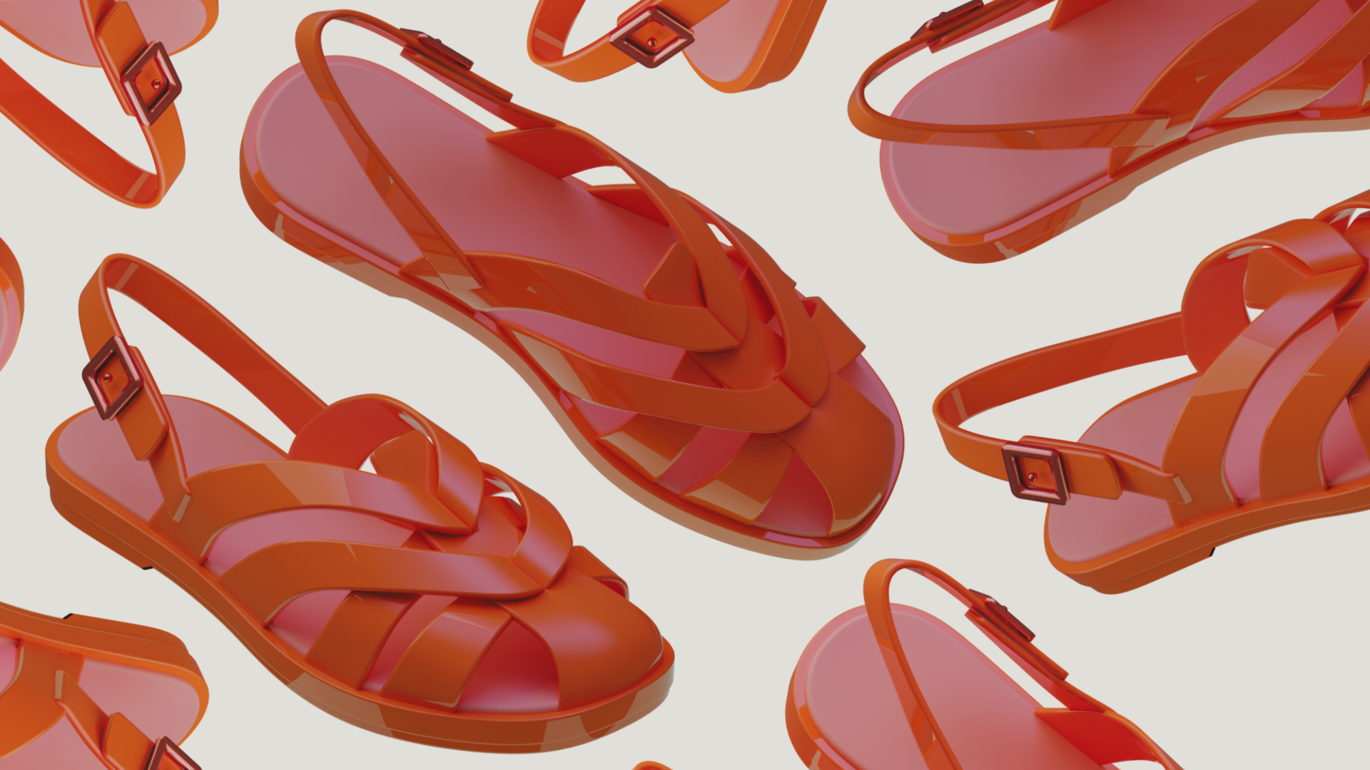 Burnt orange fisherman sandal 3D render created in Blender at a multiple angle
