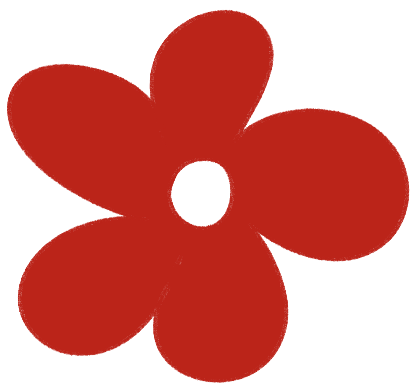 Red hand-drawn flower doodle representing creative fashion design