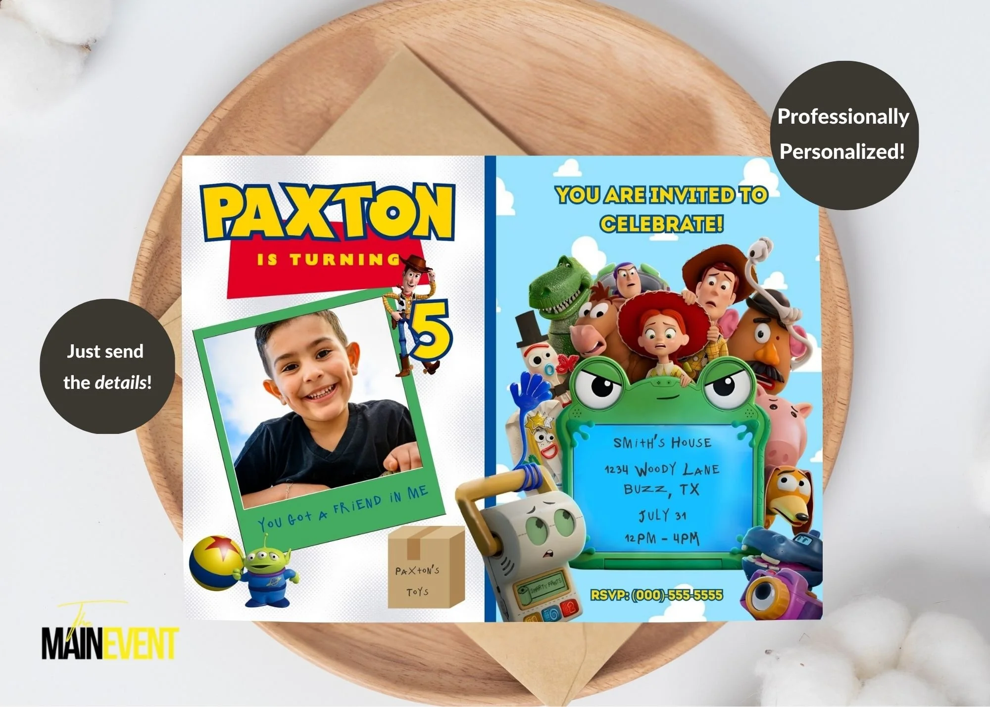 Personalized Toy Story 5 Invitation | Custom 7x5 Landscape Digital Invitation