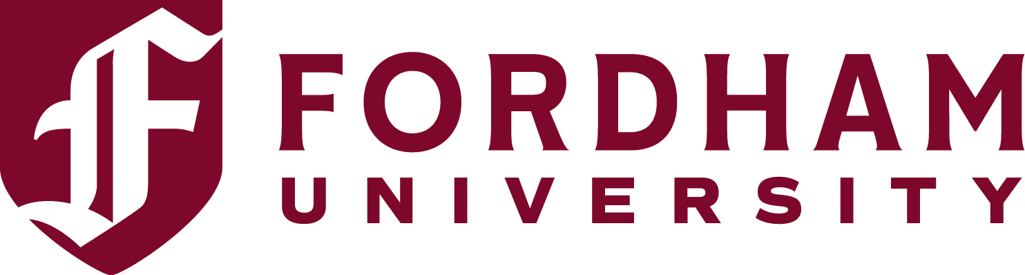 Logo of Fordham University with a maroon shield and a black stylized 'F' and the words 'Fordham University' in maroon.