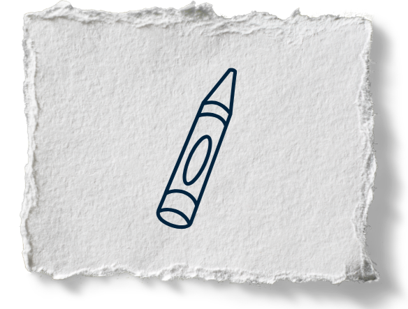 Line drawing of a crayon on textured paper background