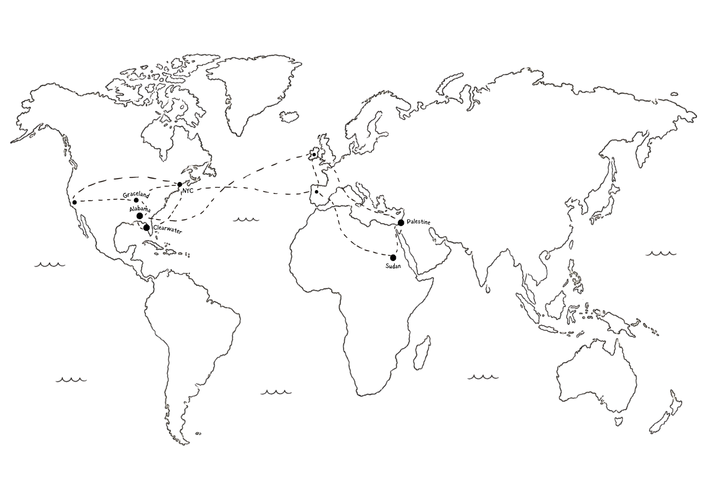 A world map outline