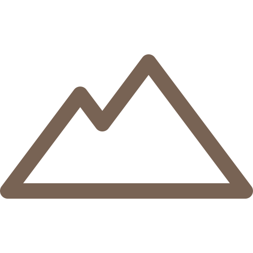 Simple line drawing of a mountain range with three peaks.