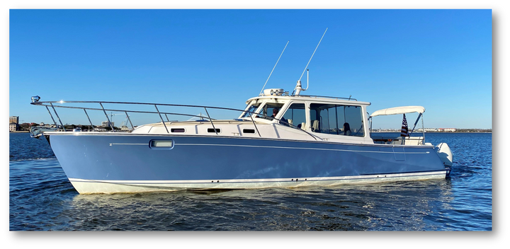 MJM Yachts 43 with Triple Mercury 300 HP –&nbsp;Faster at Every RPM from Idle to WOT with Sharrow MX4