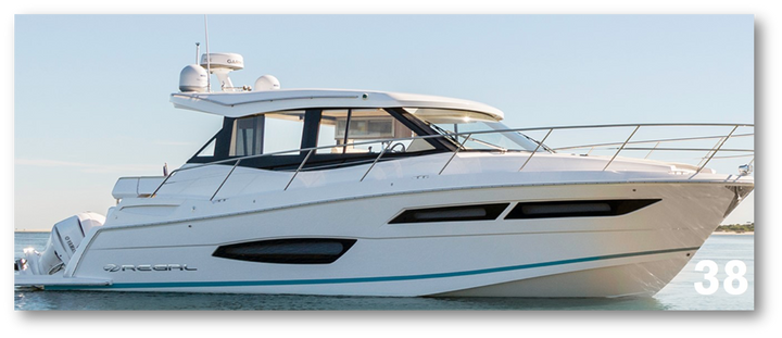 Regal 38 XO with Triple Yamaha 300 HP –&nbsp;77% Faster at 3500 RPM