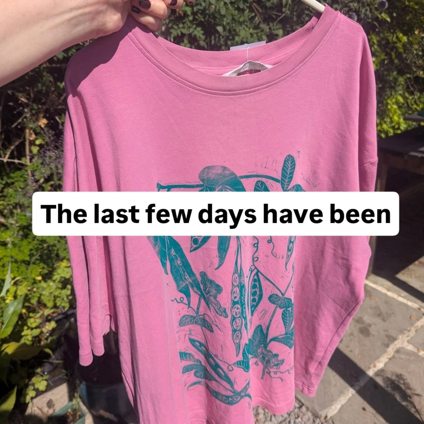 Playing with printing on tshirts - second hand ones, I don't feel comfortable with putting even more items of clothes out into the world...unless I can source fully recycled ones at a reasonable price? 

Been nice getting some walking and foraging in