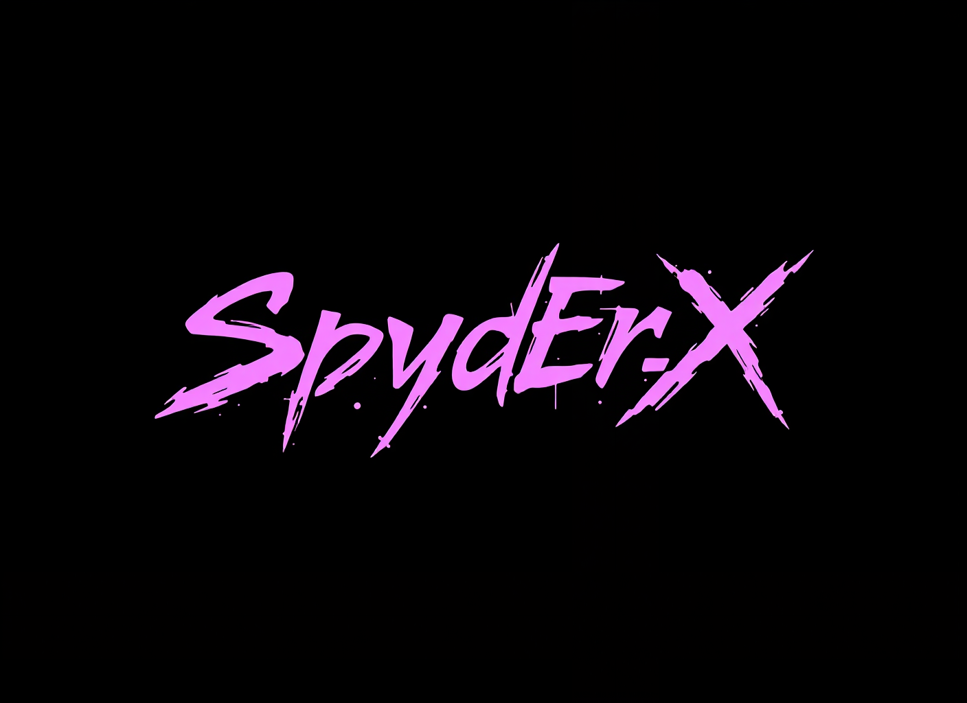 The logo for 'Spyder-X' in purple, stylized, handwritten font on a black background.