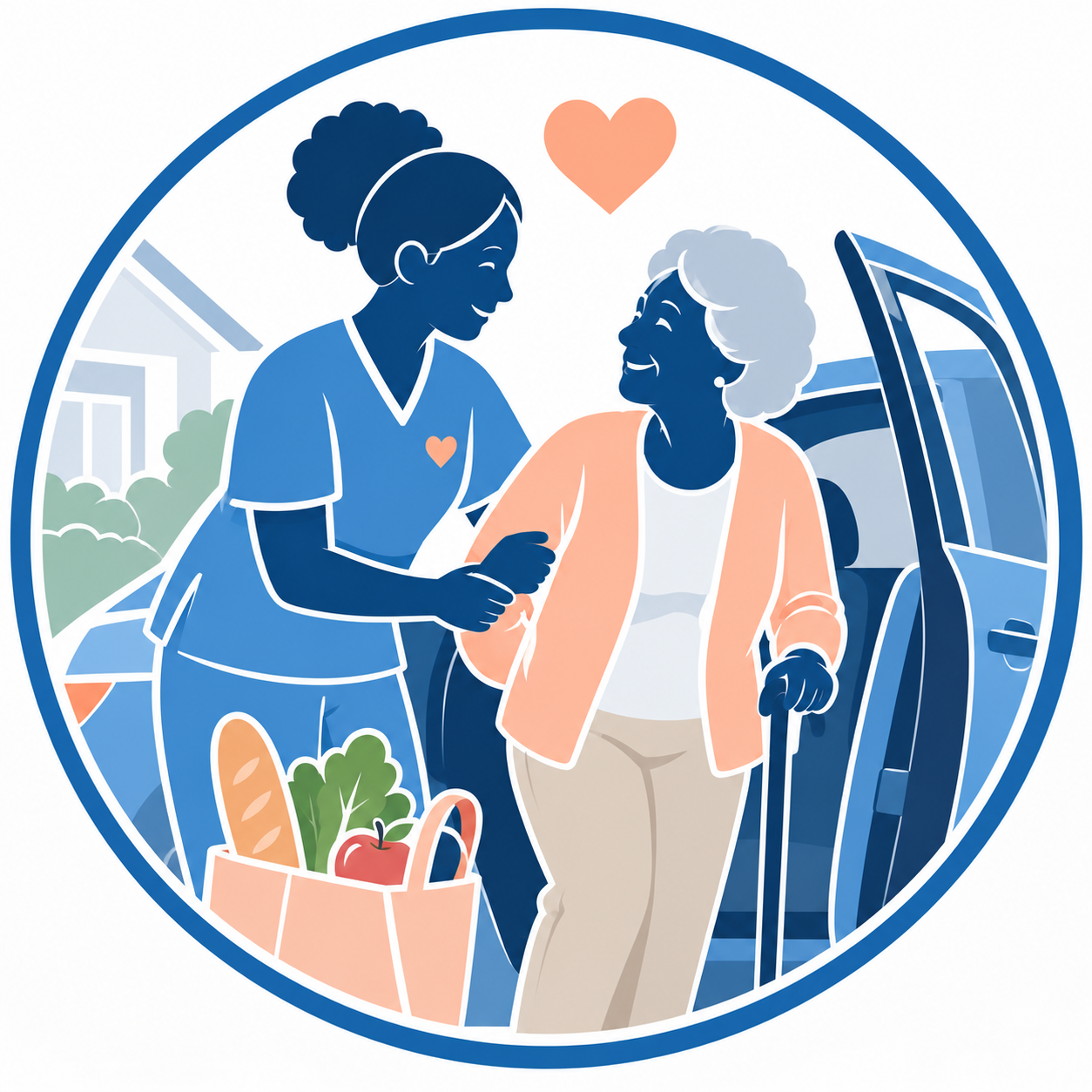 “Caregiver helping an older adult with errands and transportation.”