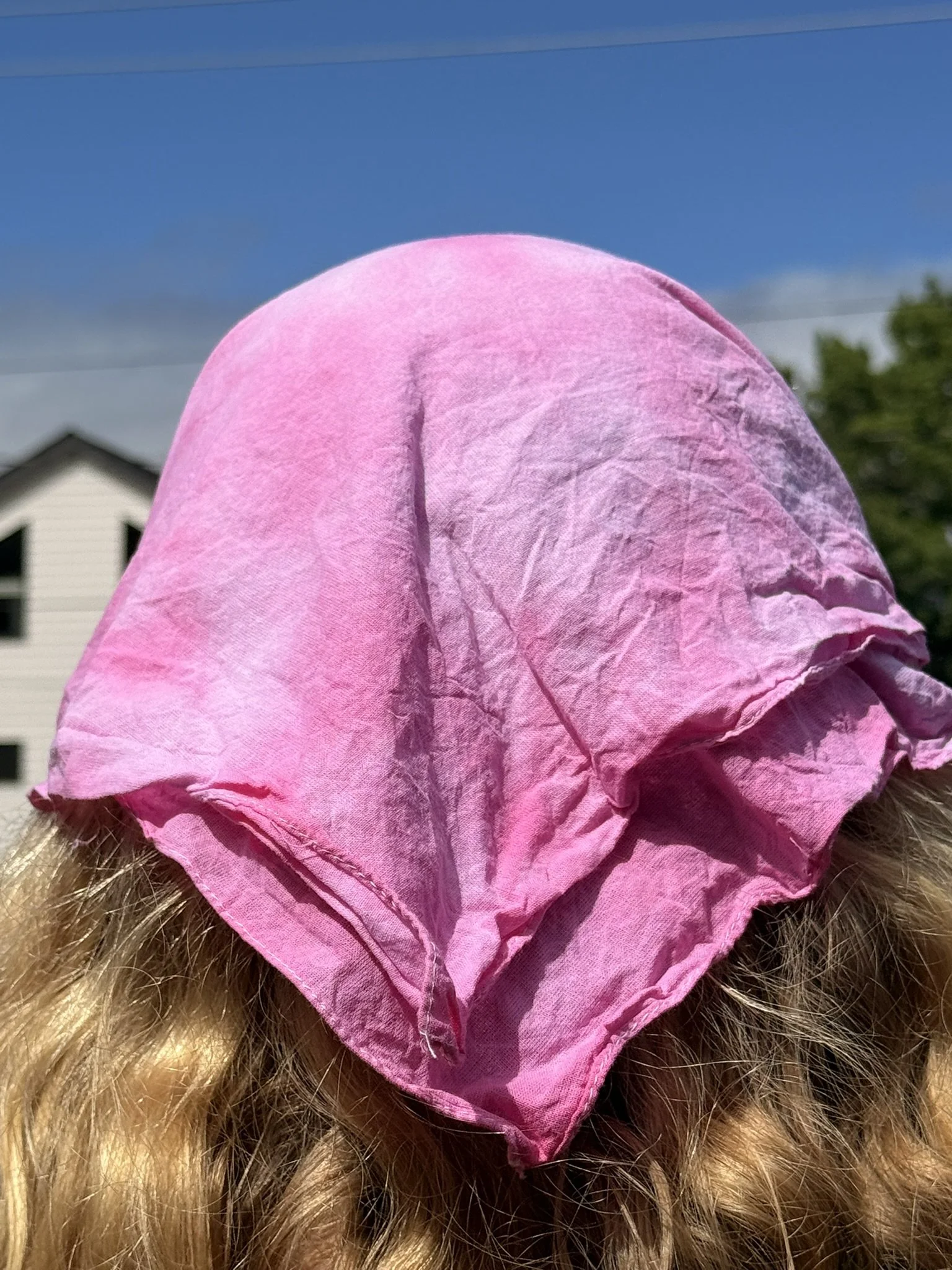 Pink crumple bandanna