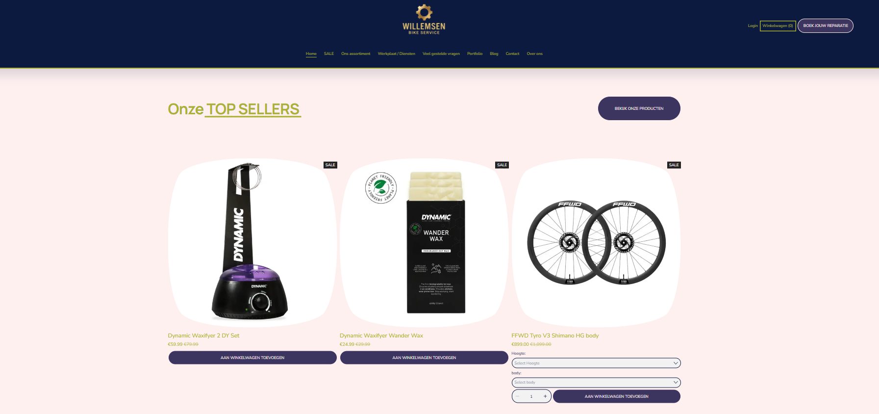 Strakke webshop van willemsen Bike Service
