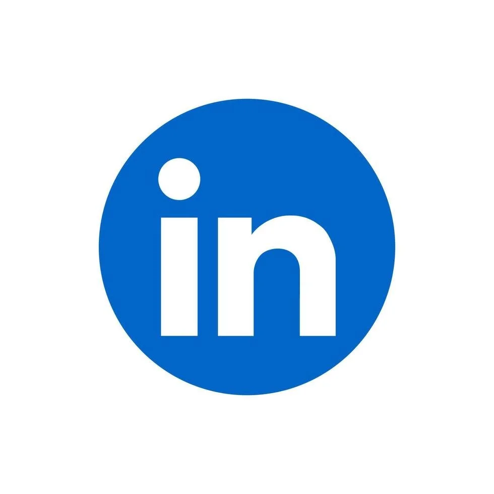 LinkedIn logo with a blue circle and white lowercase letters 'in' inside.