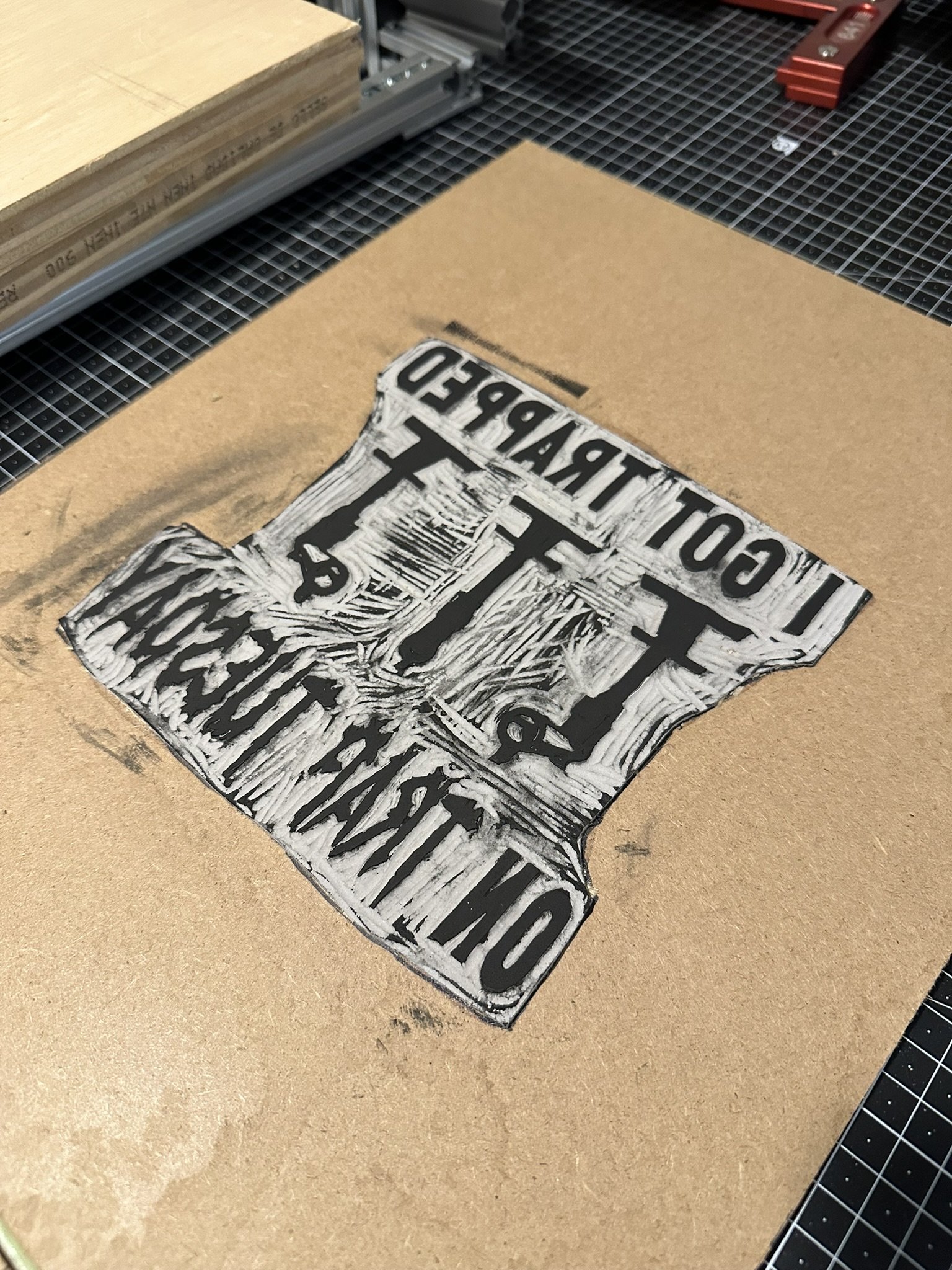 Linocut for a silly gamer moment